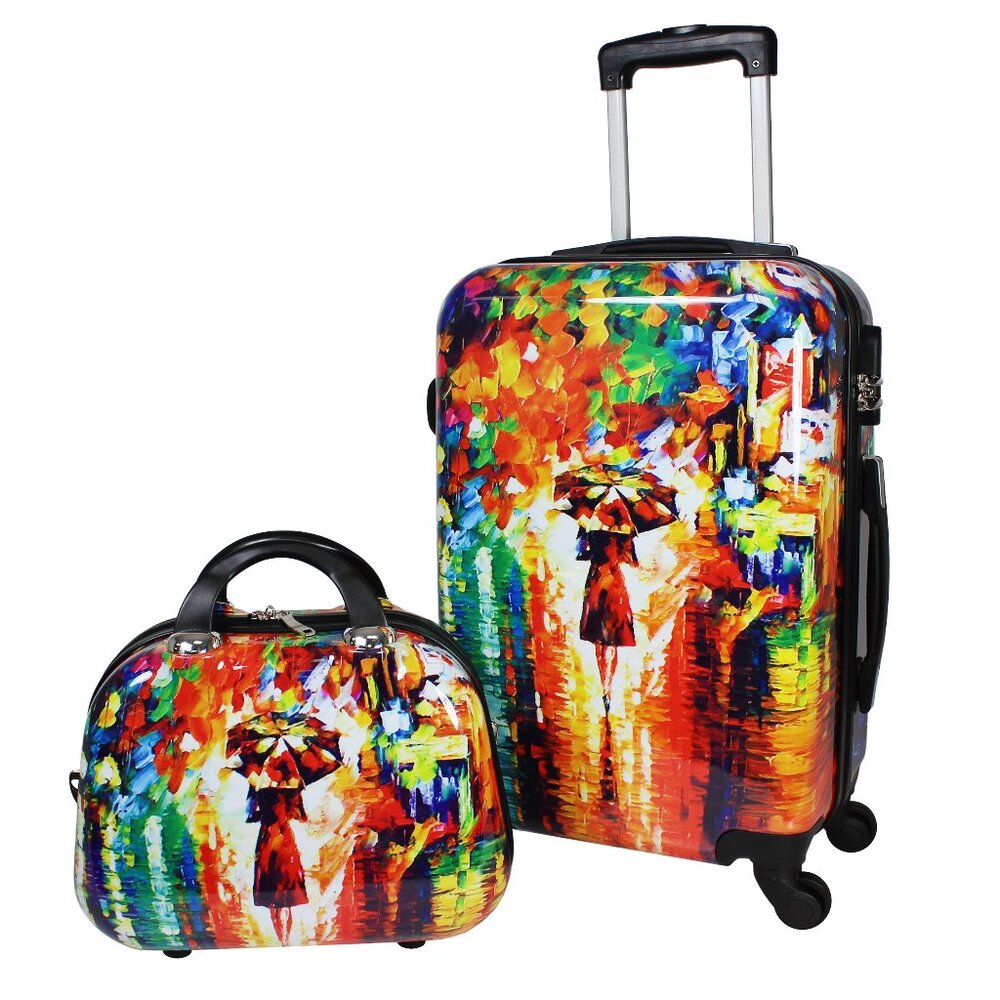 NEW - World Traveler Paris Nights 2-Piece Carry-On Hardside Spinner Luggage Set